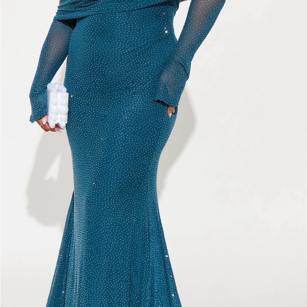 Fashion Nova Teal Glitter Dress